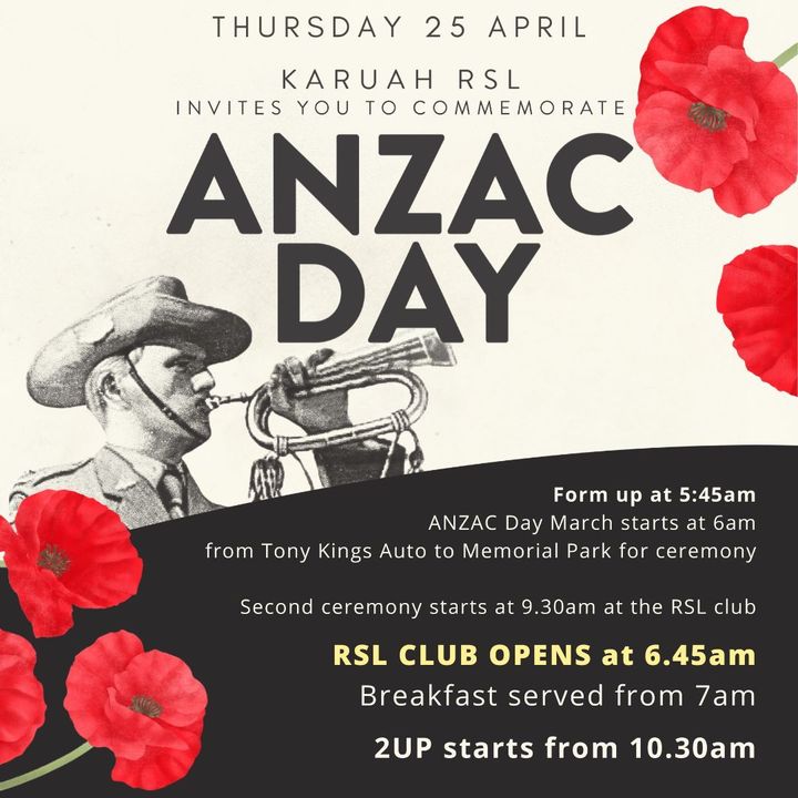 Featured image for “Karuah RSL invites you to honor Anzac Day. Come!”