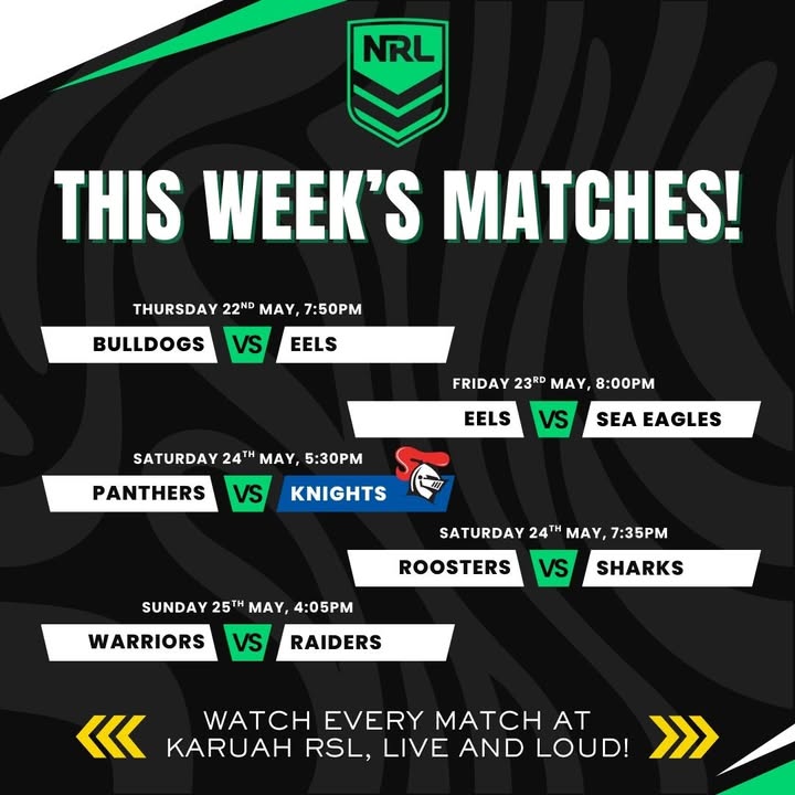 Featured image for “Live NRL Action at Karuah RSL: $5 Beers, Prizes, and More!”