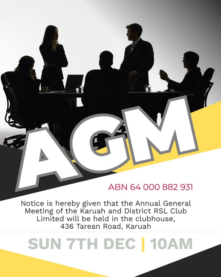 Featured image for “Annual General Meeting Reminder: Join Us at Karuah RSL”