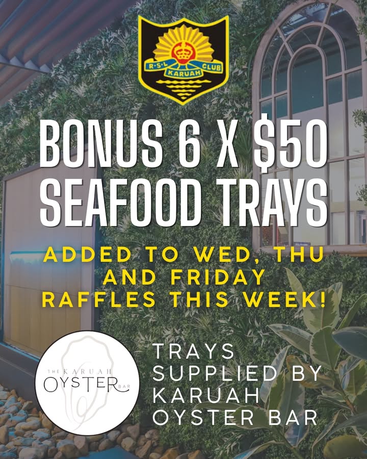 Featured image for “Bonus Seafood Trays Added to Raffles at Karuah RSL”