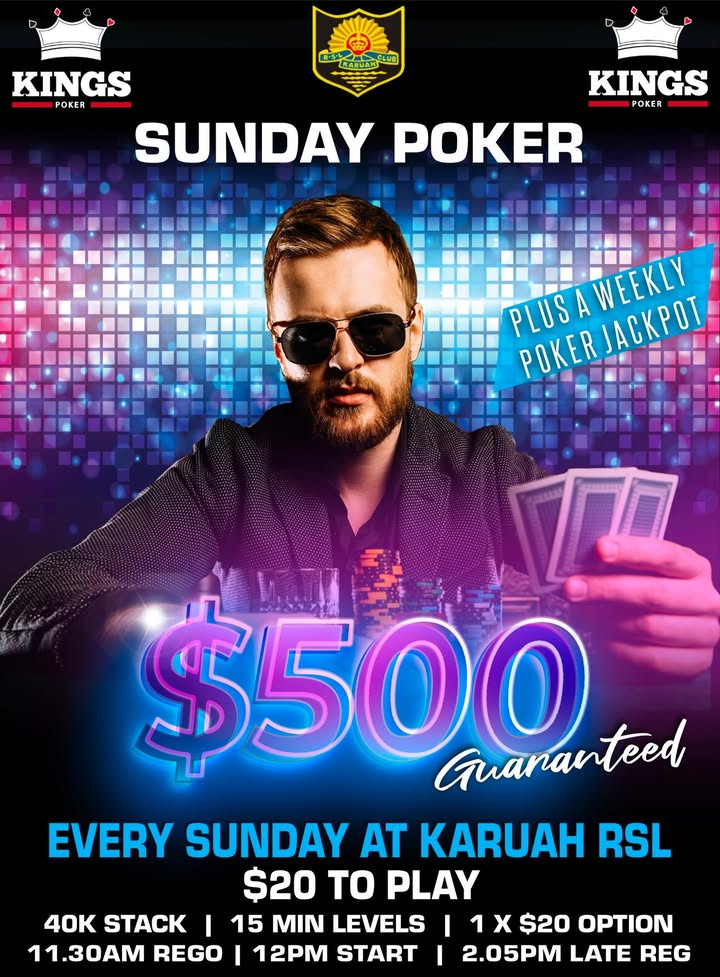 Featured image for “No Sunday Poker This Weekend 3 May – Karuah RSL”